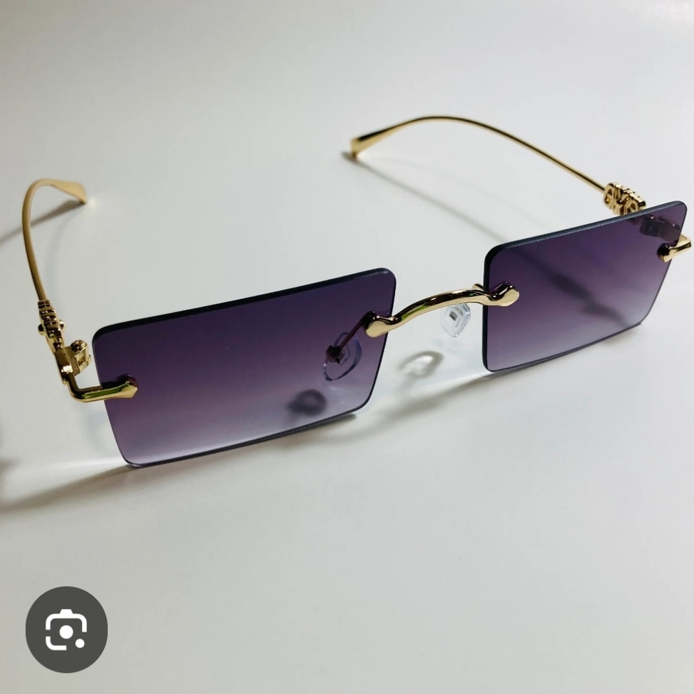 Gold and Purple Rimless Sunglasses